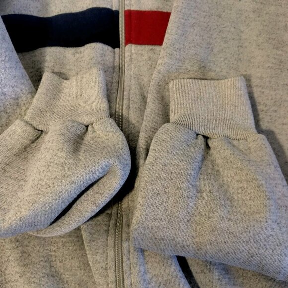 Vintage Track & Court Sweatshirt Men M Tall Gray Full Zip Red Blue Stripe Retro - Picture 11 of 16